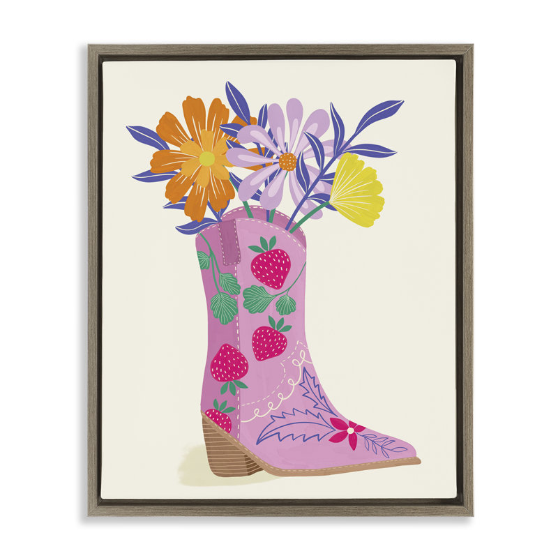 Art mural sur toile flottant Strawberry, H 31 po x l 25 po, Cadre flottant orme Montalcino
