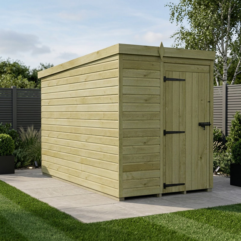 Total Sheds 5ft x 10ft Pent Garden Shed - Single Door - No Windows - Pressure Treated Timber - UK Manufactured