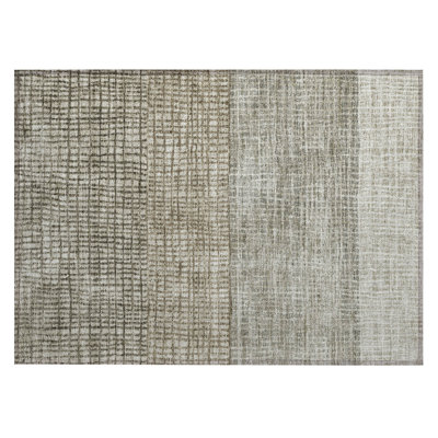 Machine Washable Indoor/Outdoor Xhevrie Taupe Rug