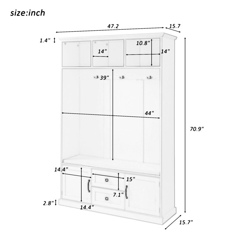 Fabric Upholstered Storage Bench, White