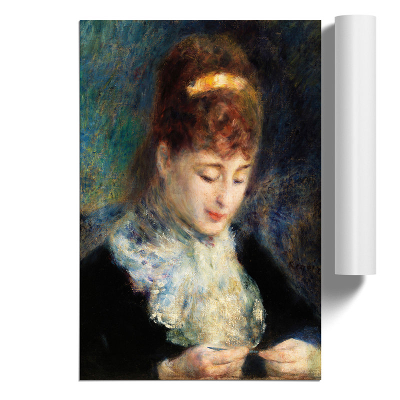 Woman Crocheting by Pierre-Auguste Renoir - Unframed Painting, 84cm H x 59cm W x 0.1cm D