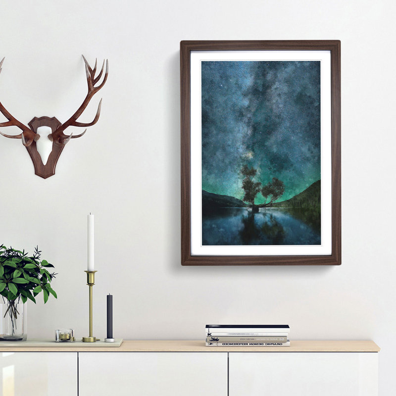 Milky Way Above Washington - Picture Frame Painting Print, 63cm H x 45cm W x 2cm D, Walnut Framed