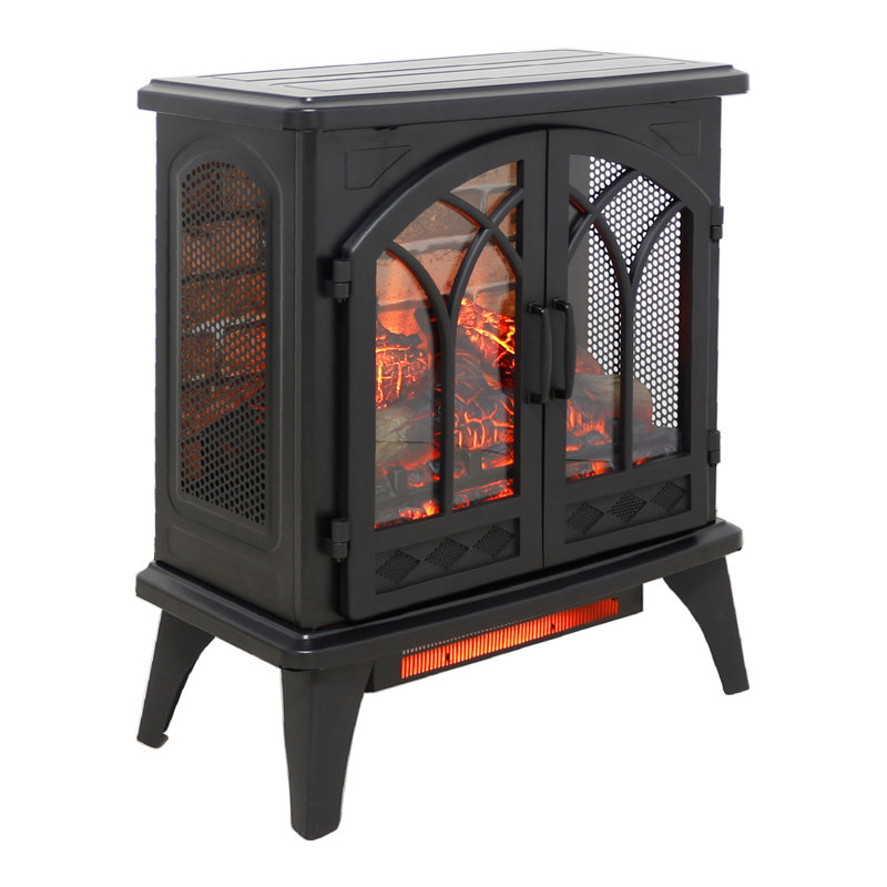 24" Electric Infrared Quartz Fireplace Stove with 3D Flame & Remote Control