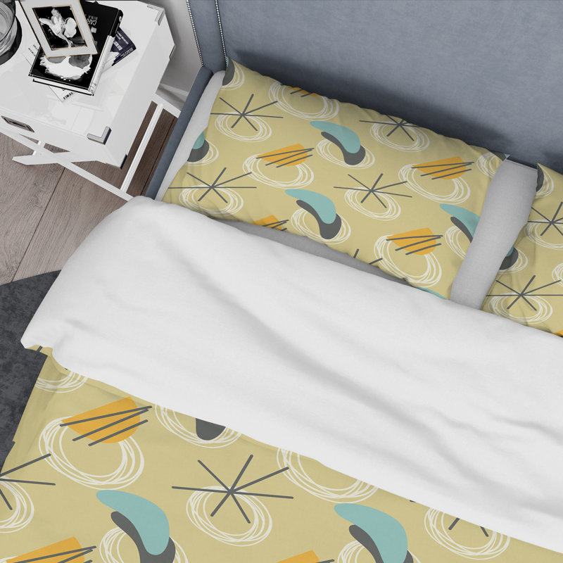  Ensemble de housse de couette Mid-Century Retro Abstract II, Housse de couette double / grand et 2 taies