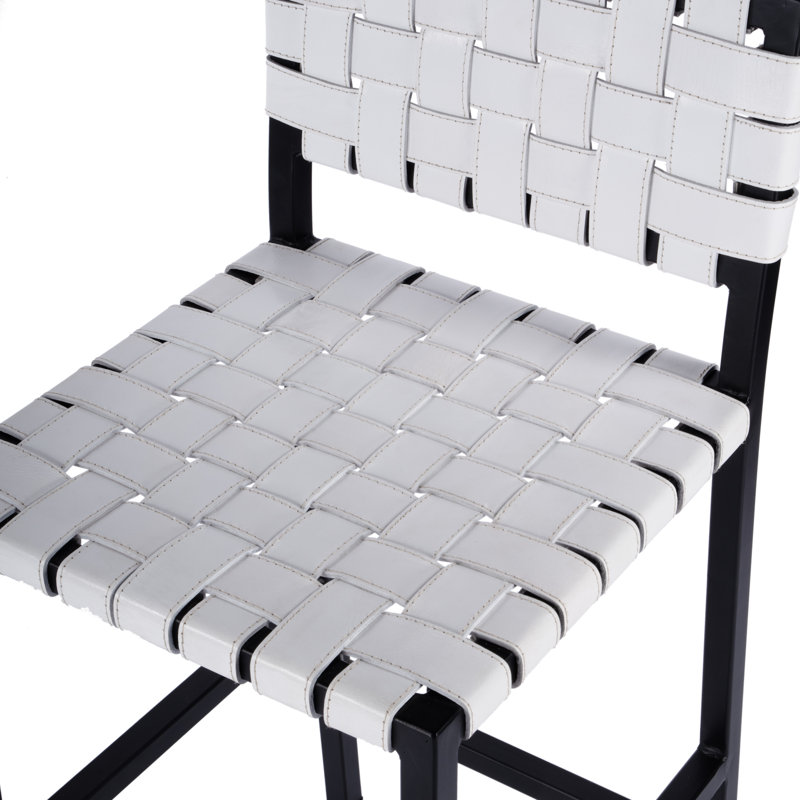 Bromley Iron and Leather 24.5" Counter Stool, White/Black