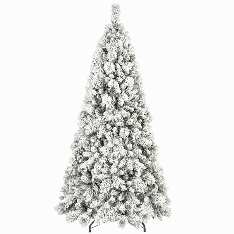 Arbre de Noël 7,5 pi avec 1252 pointes - PVC enneigé et branches à aiguilles dures, structure à charnières pour une installation facile, support en métal stable - arbre de Noël réaliste