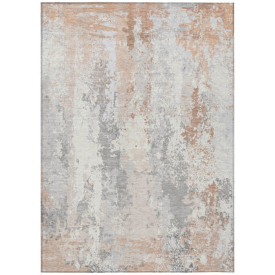 Machine Washable Indoor/Outdoor Xhevrie Coral Rug