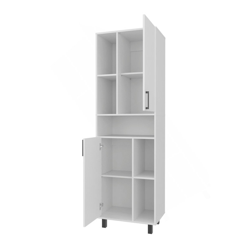 Garde-manger blanc avec rangement ouvert et 2 portes