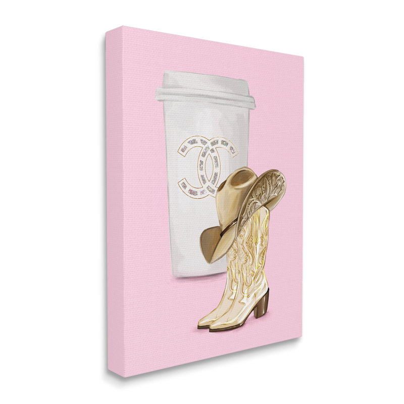 Impression sur toile Aw-217-Canvas, bottes de glamour et café sur toile par Ziwei Li, H 30 po x l 24 po x P 1,5 po