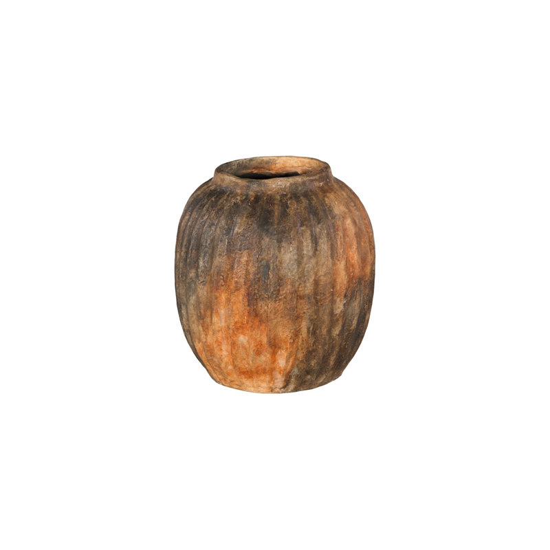 Vase en terre d'ombre brute, globe