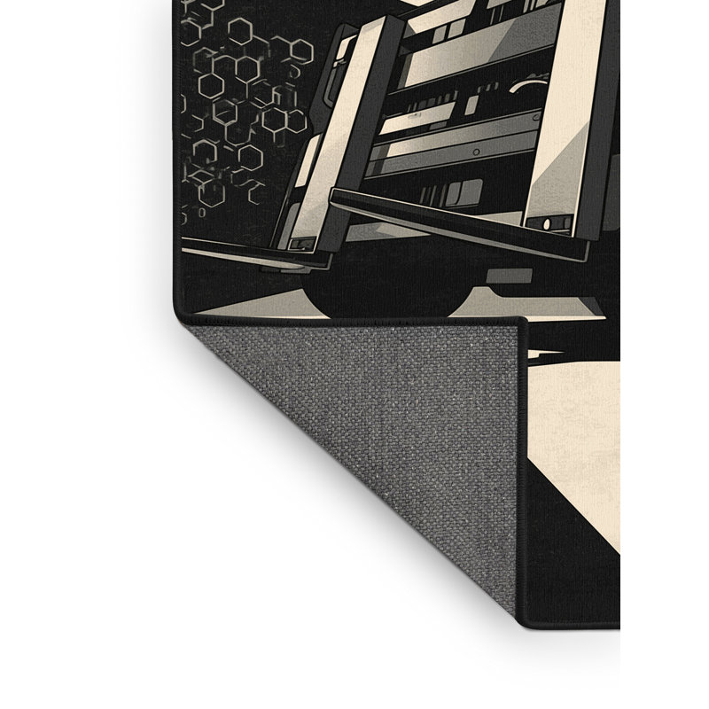 Tapis gris moelleux et moelleux à motif géométrique pour véhicule chariot élévateur Efimov, 5 x 8