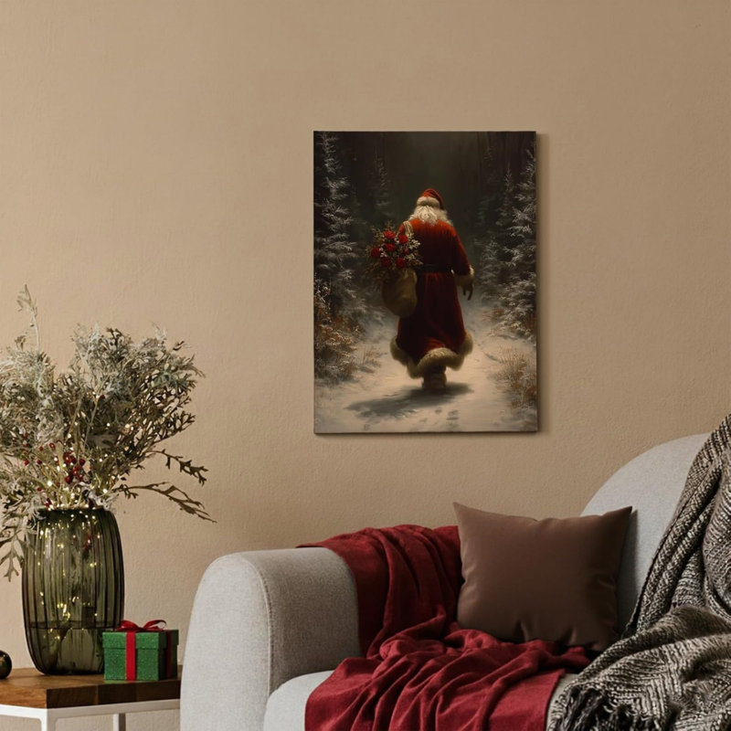 Art mural sur toile 16 "x 20" Rustic Dark Snowy Forest