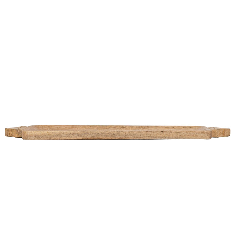 Natural Mango Wood Serving Tray with Carved Handles
