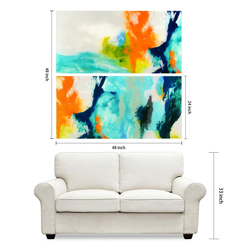 Tidal Abstract 1 and 2 - Sans cadre, ensemble de reproductions d'art sur verre