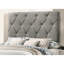 Grand lit moderne, finition crème, tête de lit grise, tête de lit contemporaine en bois d'hévéa gris-411436641-411436640