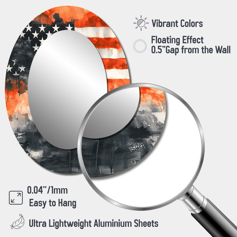 American Flag Patriot Memories I - Miroir mural rouge traditionnel, 40 po x 30 po