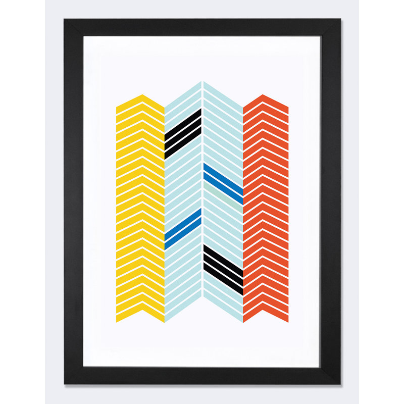 « chevron », impression, H 24 po x l 16 po x P 1 po, Papier encadré noir