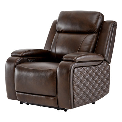 36.2'' Dual Motor Power Recliner with Zero Gravity, Genuine Leather Top-Grain Upholstery