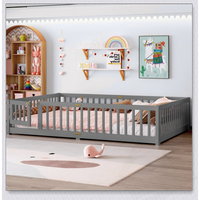 Safe and Comfortable Kids Floor Bed with Guardrails and Door for Easy Transition to Independent Sleeping