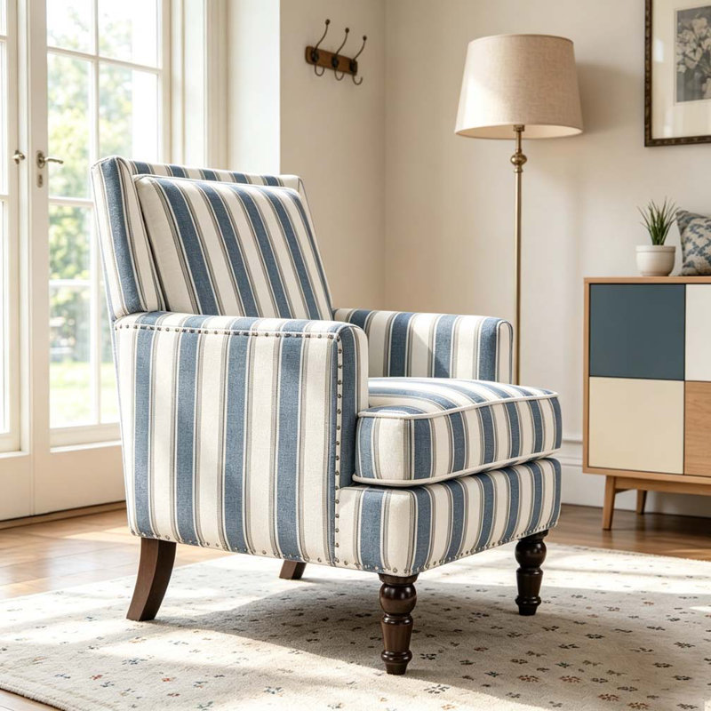 Chaise d'appoint rembourrée, Bleu