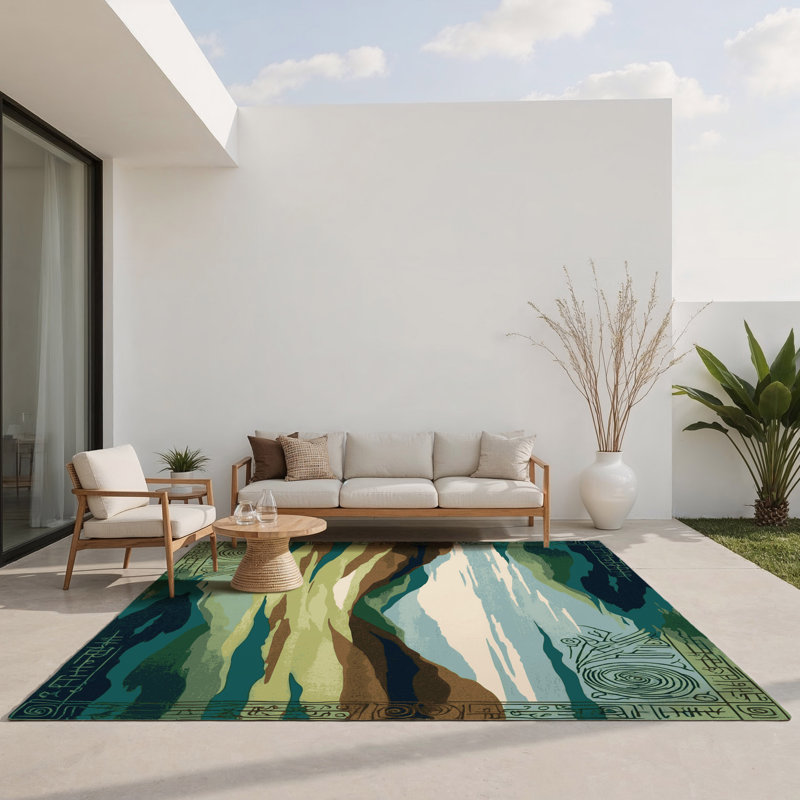 Celestial Cascade Indoor And Outdoor Area Rug, Rectangle 1'6" x 2'6"