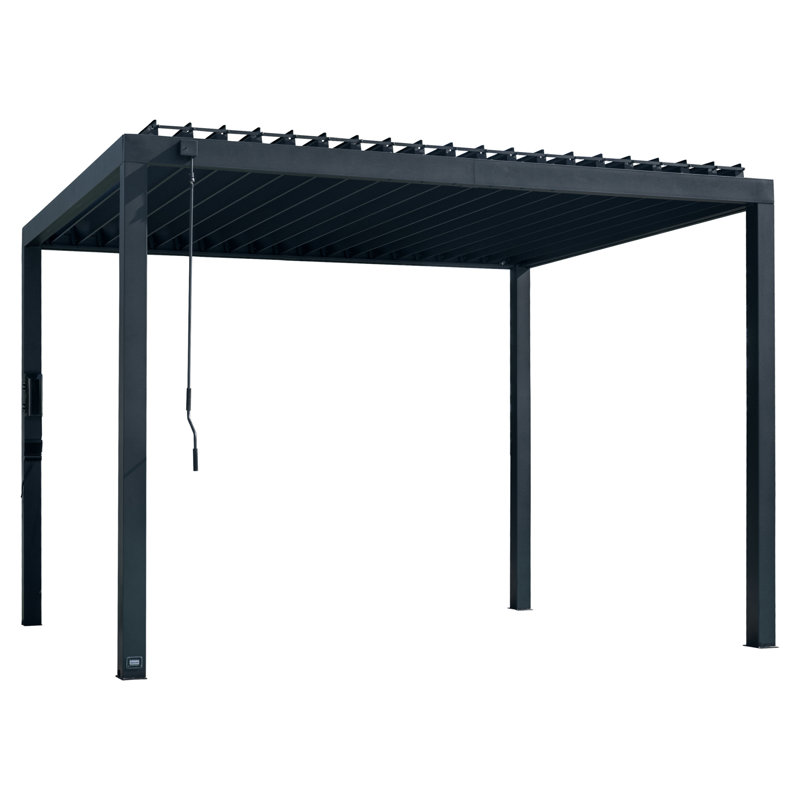 Ensemble de pergola à persiennes d'extérieur en acier galvanisé 12 pi x 10 pi avec toit réglable en acier et PowerPort Backyard Discovery Sarasota