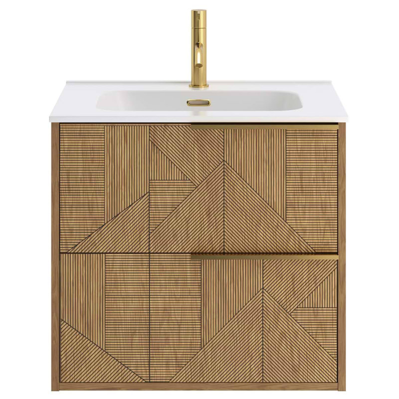 Kora 24.02" Wall Mounted Single Bathroom Vanity with Top, Gold