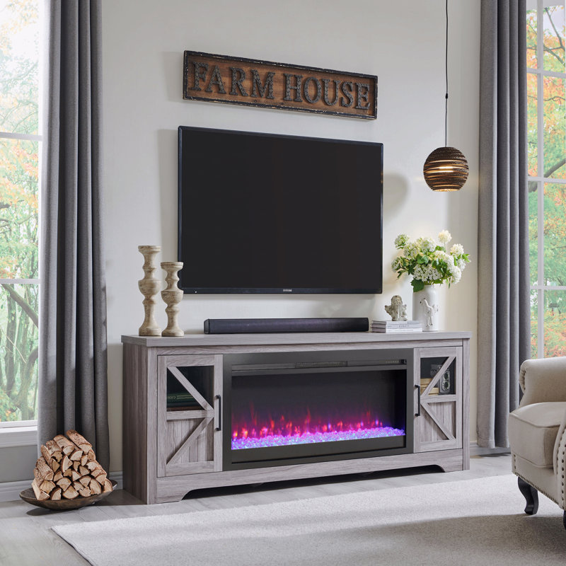 Foyer électrique 75 po, meuble télé pour téléviseur de 80 po ou moins avec