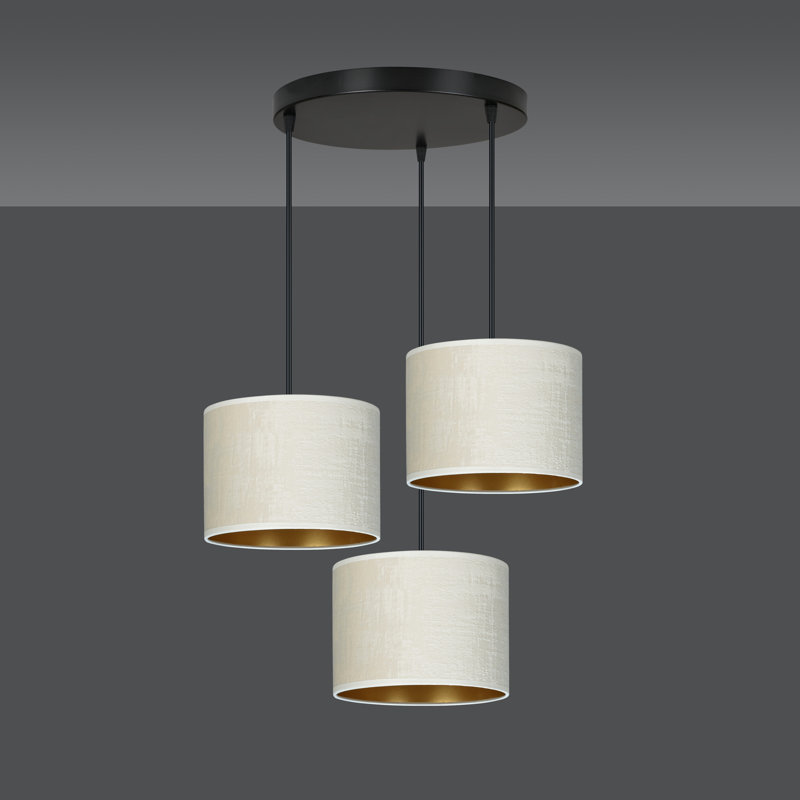 Eamie 3 - Light Black Cluster Pendant, White