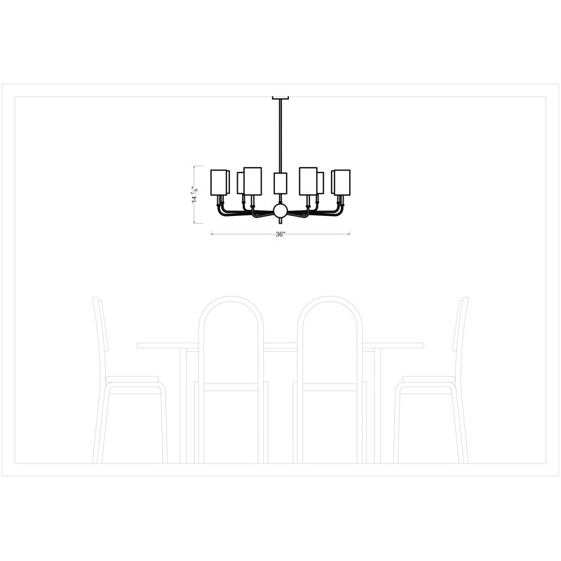 Foxdale 9 - Light Chandelier, Satin Brass