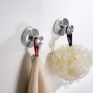 Suction Cup Hooks for Shower No Drill Stainless Steel Towel Hooks (Set of 2)