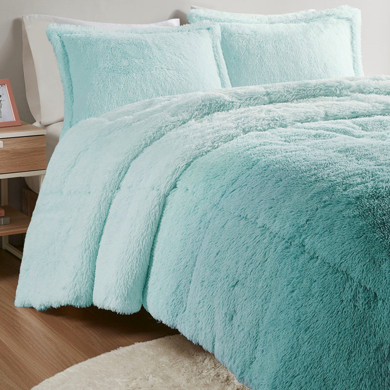 Édredon ombré en fausse fourrure pour lit simple / simple TG, chaud et confortable