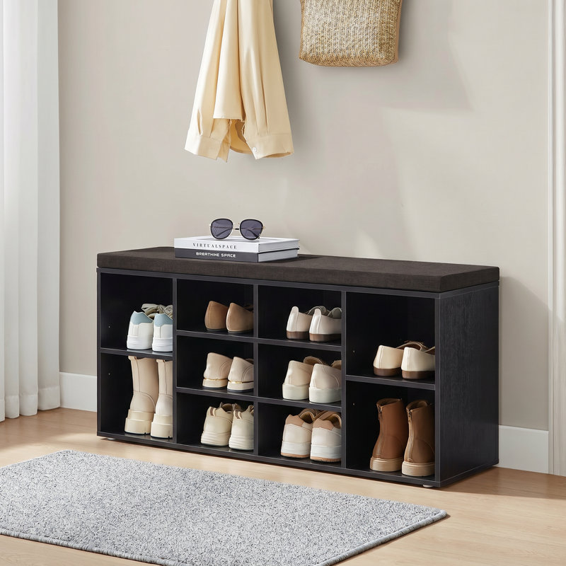 Banc de rangement pour chaussures avec paires de tablettes Arney, Espresso