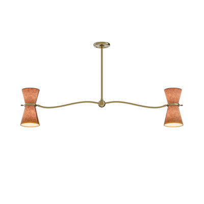 Gable Linear Chandelier (Antique Natural Brass with Russet Shade)