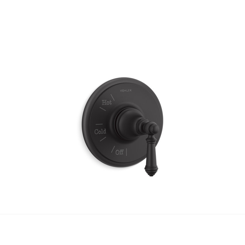 Kohler Artifacts Rite-Temp Valve Trim with Lever Handle, Matte Black
