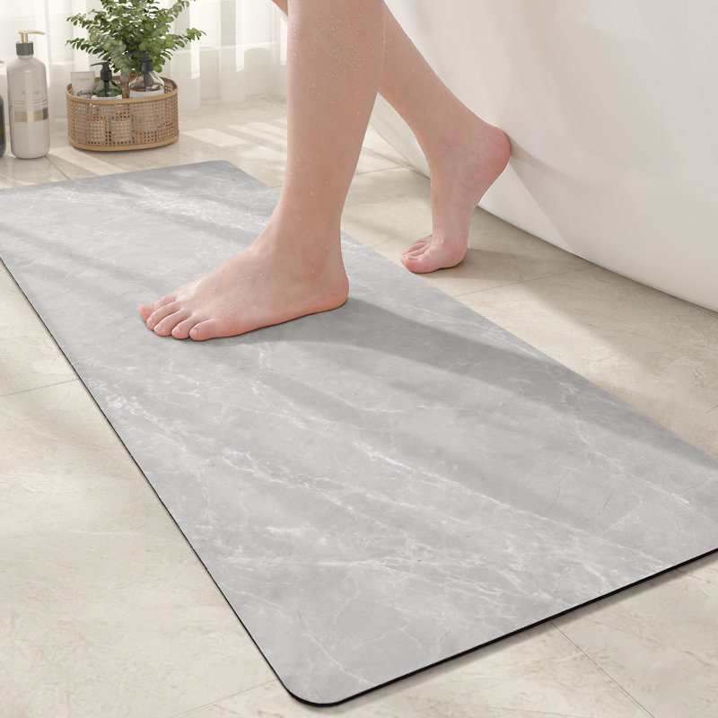 Tapis pour salle de bain, Gris clair, L 17 po x L 43 po