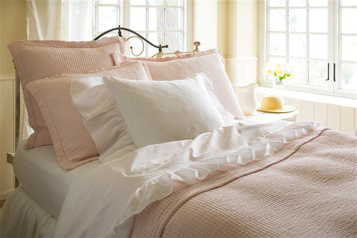 Taylor Linens Hudson Stripe Coverlet Set, King, Petal