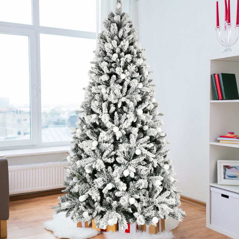Arbre de Noël enneigé à flocons de neige avec fil mémoire pour fêtes d'hiver