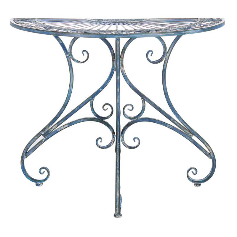 Newton St Loe Iron Top End Table, Antique Blue