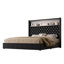 Structure de lit grand format en velours capitonné avec USB et veilleuse, tête de lit 52 po, lit plateforme à oreilles, noir-255262272-255262274