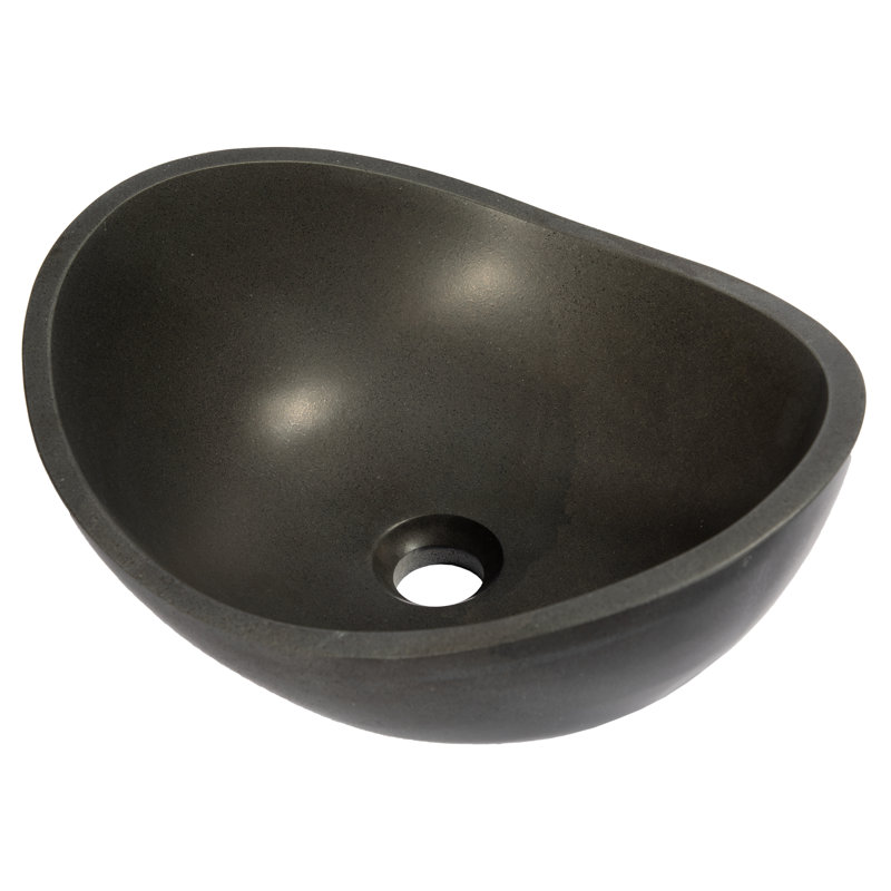 Lavabo de salle de bain vasque ovale fait à la main en pierre noire