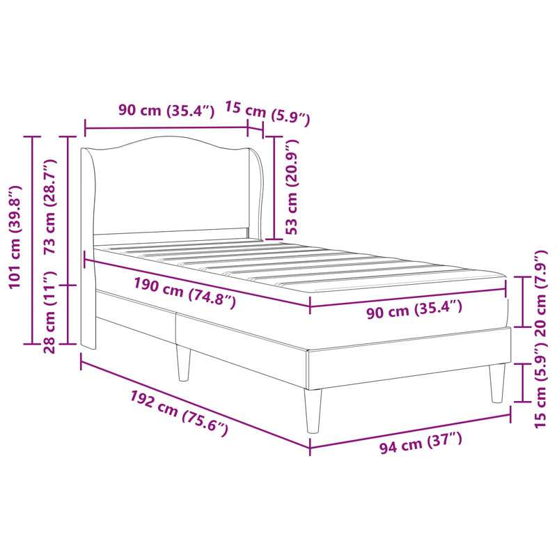 Bed, Single (3'), Grey
