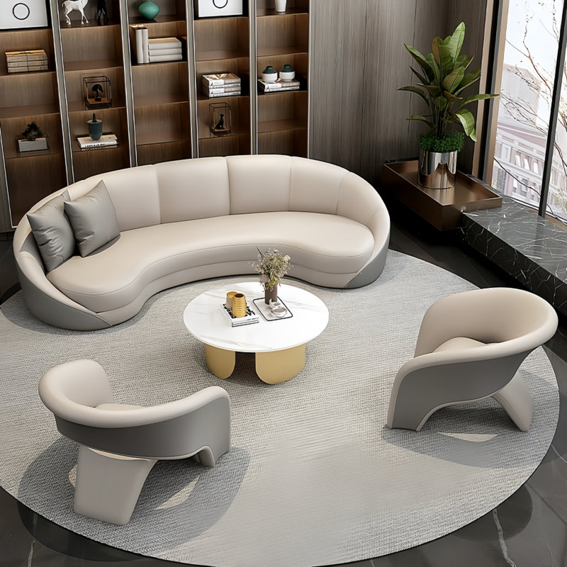 Combinaison de table basse Curvilinear, Gris / Blanc cassé