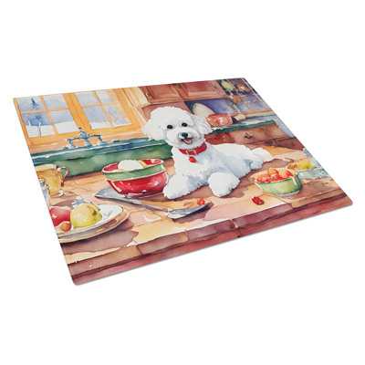 Bichon Frise Christmas Cookies Glass Cutting Board