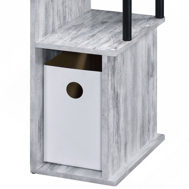 Bureau d'ordinateur avec finition blanc antique et noir, Gris/noir