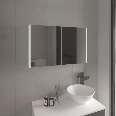 Bouti 19.7" H x 31.5" W Double Door Mirror Medicine Cabinet, Three interior Shelves