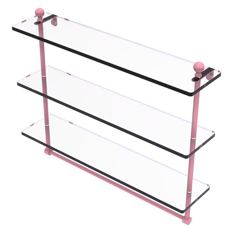 Tablette en verre à trois niveaux de la collection Mambo avec barre à serviettes intégrée MA, H 18 po x l 22 po x P 5 po