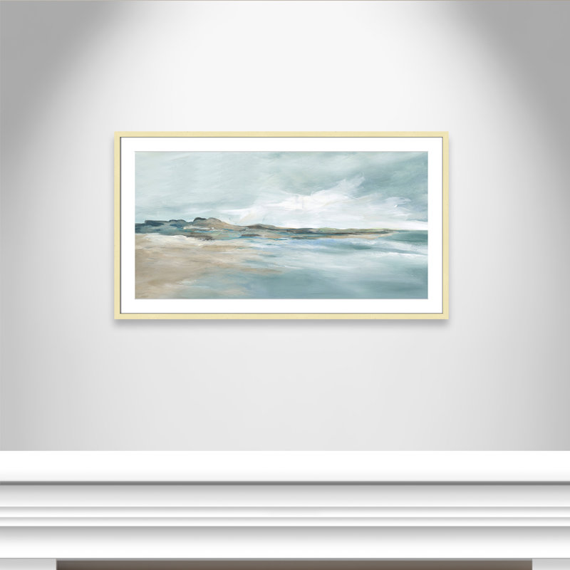 Imprimé Sandpoint par Carol Robinson, H 23,5 po x l 41,5 po x P 1,25 po, Reproduction encadrée avec passe-partout, Doré