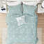 Courtepointe très grand / très grand lit. 4 pièces en coton réversible avec broderie. Remplir. Prélavé. Lavable à la machine. Détente en bord de mer. Étoile de mer et motifs brodés. Rembourrage. Style de plage relaxant.