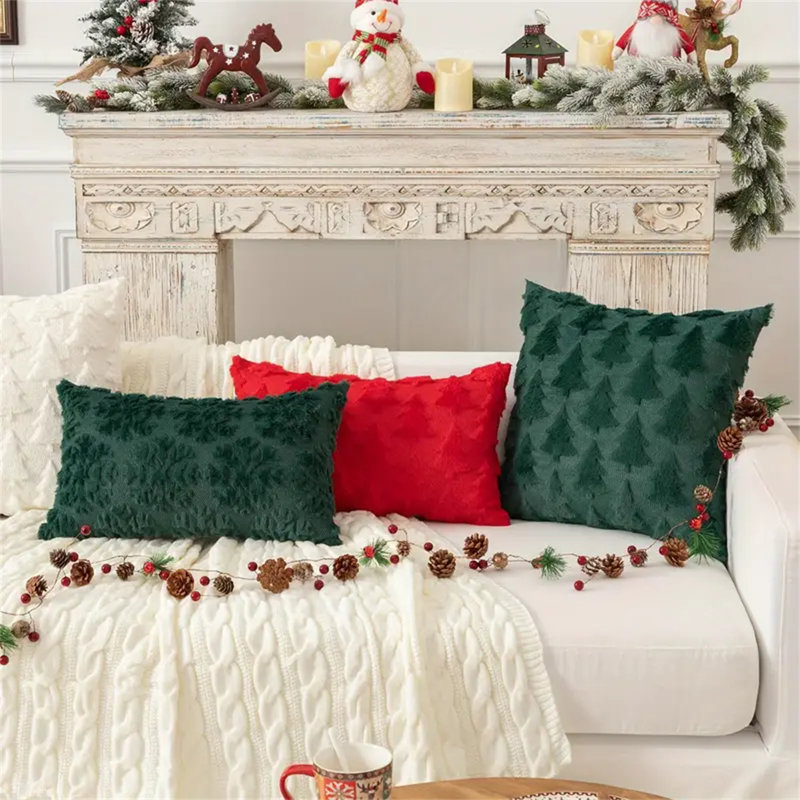 Christmas Tree Throw Pillow Cases Set Of 2, Green